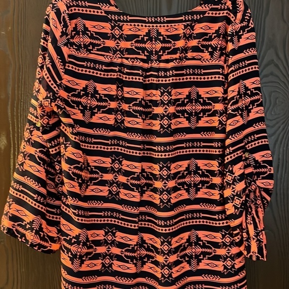 Rue 21 bright orange and black Aztec print tunic/ dress. Size Large - Picture 8 of 8